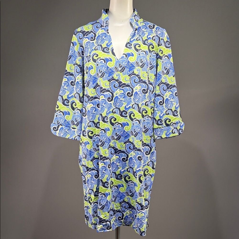 Katherine Way Blue and Green Swirl Dress (rack9)